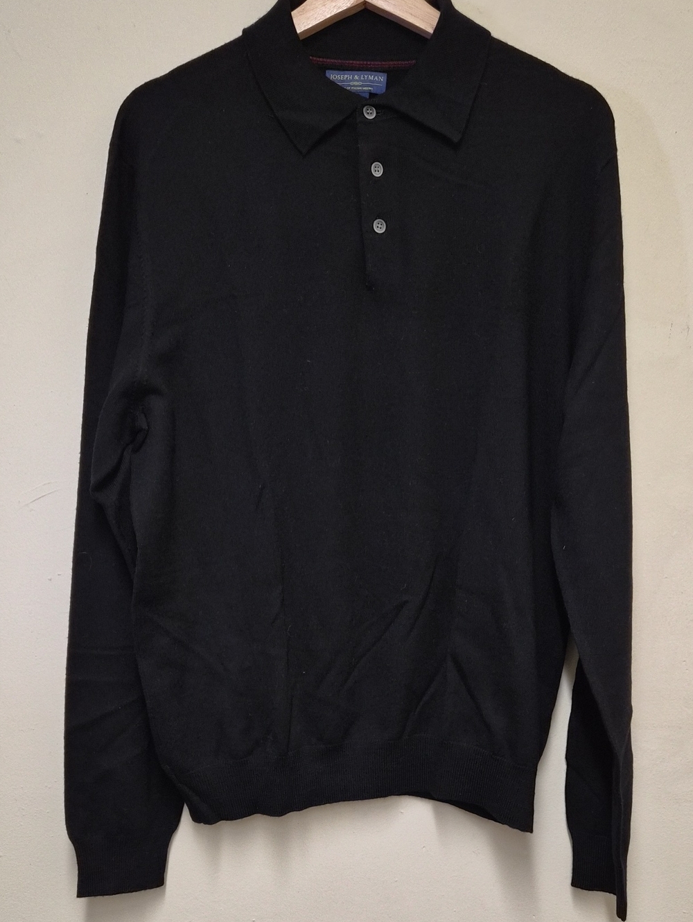 Joseph A. Banks Men's Black V-Neck Polo Sweater Size XL